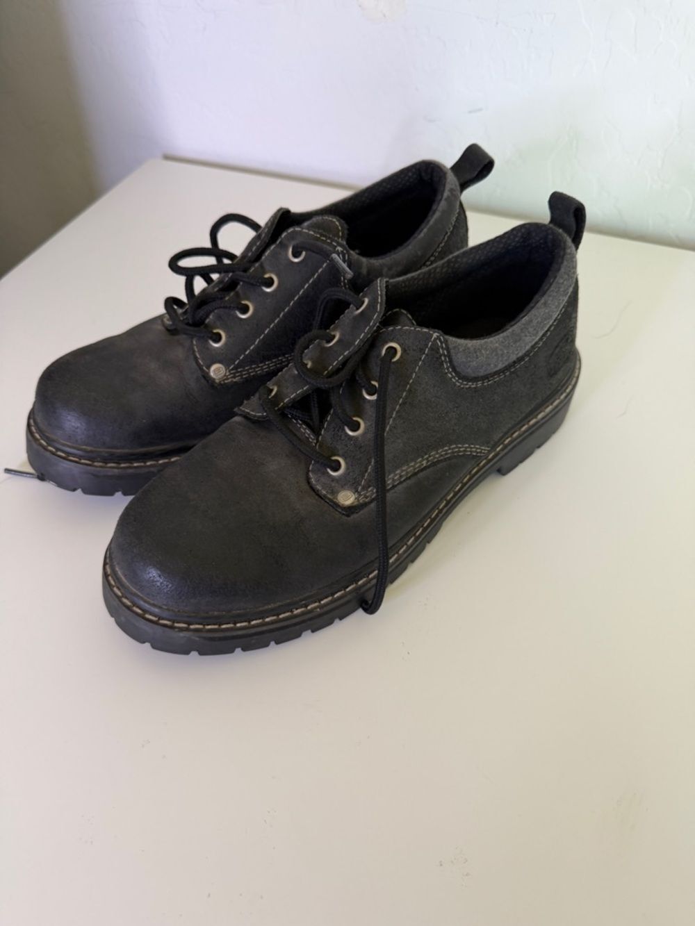 Vintage Skechers Classic Black Lace-Up Hard Hats Shoes 10 Y2K